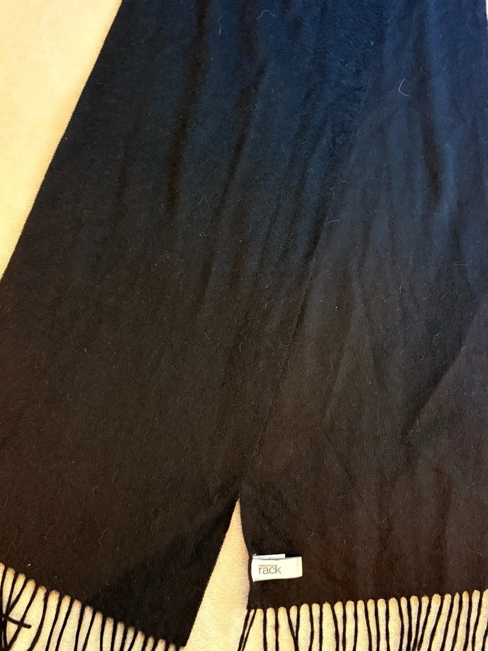 Nordstrom 100% Cashmere Black Fringe Men's Scarf 10.5 x 74